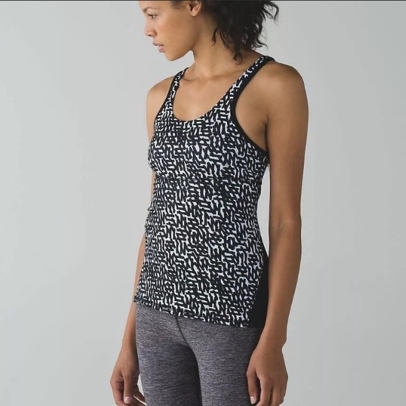 Lululemon‎ crossback tank top II black white mesh - Picture 1 of 8
